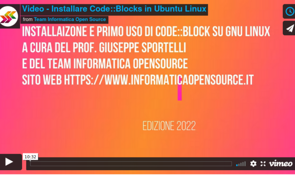 Video – Installare e testare Code::Blocks in Linux Ubuntu