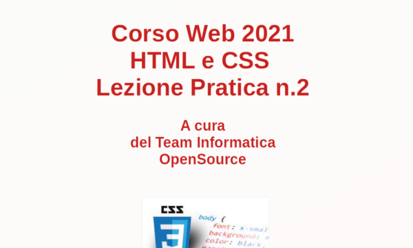 Lezione pratica n.2 HTML 5 – CSS